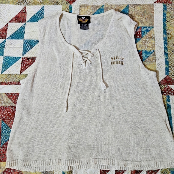 🛞- HARLEY DAVIDSON sleeveless Sweater XL cream color - Picture 1 of 4